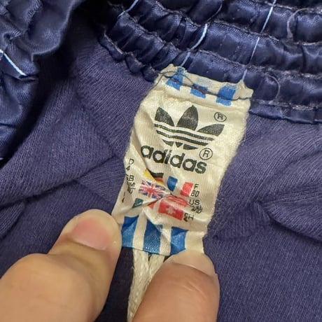 【USED】80's adidas RUNNING SHORTS PINSTRIPE NAVY MADE IN WEST GERMANY