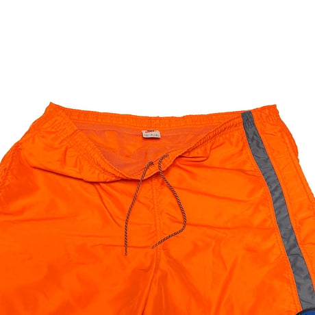 【USED】90's NIKE Side Tape Swim Shorts Hi-Vis Orange