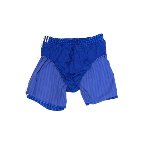 【USED】80's adidas RUNNING SHORTS STRIPE BLUE MADE IN BULGARIA