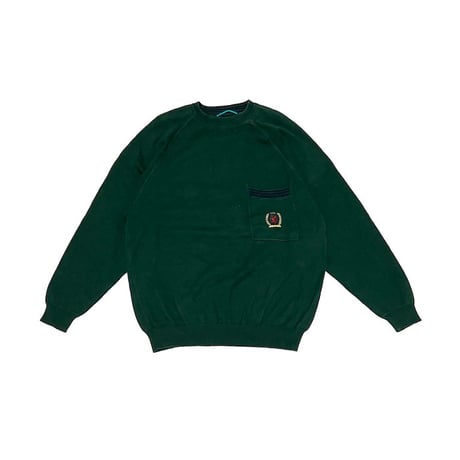 【USED】90'S TOMMY HILFIGER COTTON KNIT POCKET SWEATER