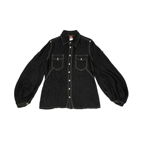【USED】90's Gaultier Jeans LANTERN SLEEVE LINEN SHIRT BLACK