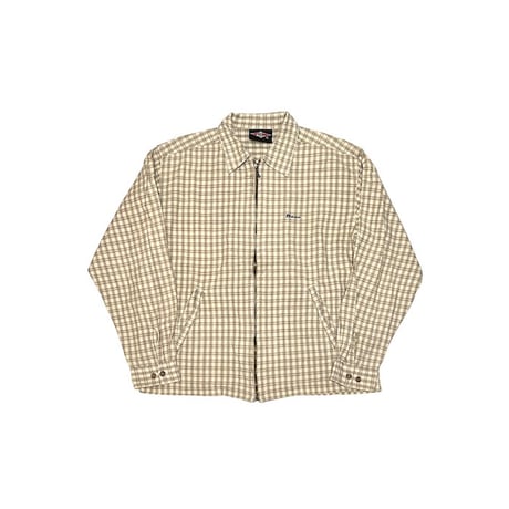 【USED】90's BEAR PLAID ZIP-UP SHIRT JACKET