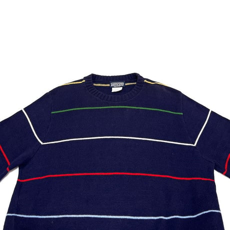 【USED】90'S LANDS' END BORDER COTTON KNIT SWEATER MADE IN U.S.A.