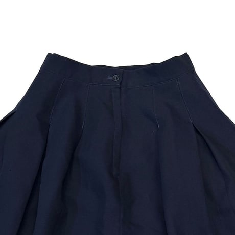【USED】70's NAVY BOX PLEAT MIDI SKIRT - TALON ZIP