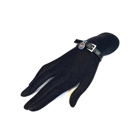 【USED】00's PRADA Croc-Embossed Patent Leather Mini Buckle Bracelet