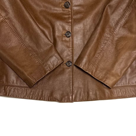 【USED】00's Eddie Bauer Boxy Silhouette Brown Leather Jacket