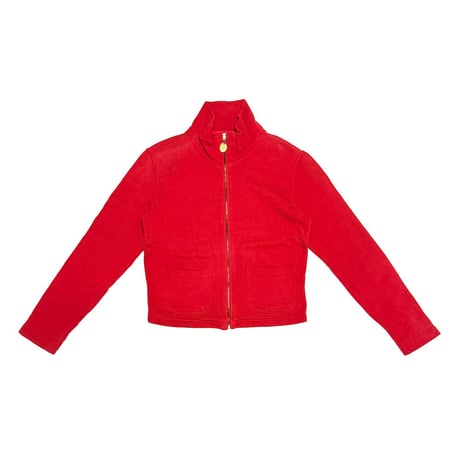 【USED】90's DKNY JEANS Red Zip-Up Sweat Jacket Cropped Fit
