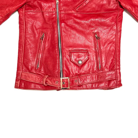 【USED】90's Red Leather Compact Double Riders Jacket