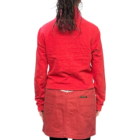 【USED】90's DKNY JEANS Red Zip-Up Sweat Jacket Cropped Fit