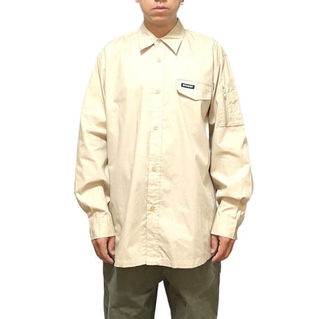【DEAD STOCK】00'S STUSSY UTILITY POCKET SHIRT BEIGE