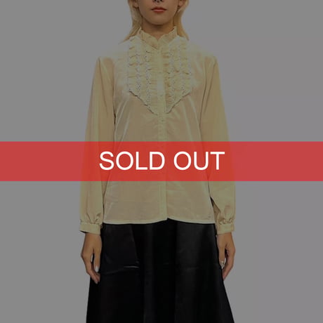 【USED】80's SM FASHION STAND COLLAR FRILL BLOUSE BEIGE