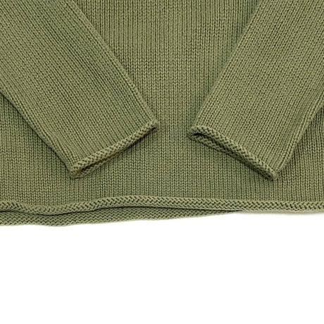 【USED】90'S-00'S J.CREW COTTON KNIT ROLL NECK SWEATER MOSS GREEN