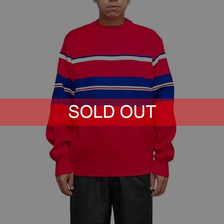 【USED】90'S B.S.R. ACRYLIC LINE KNIT SWEATER