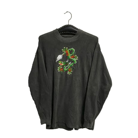 【USED】90'S EMBROIDERY DRAGON L/S T-SHIRT