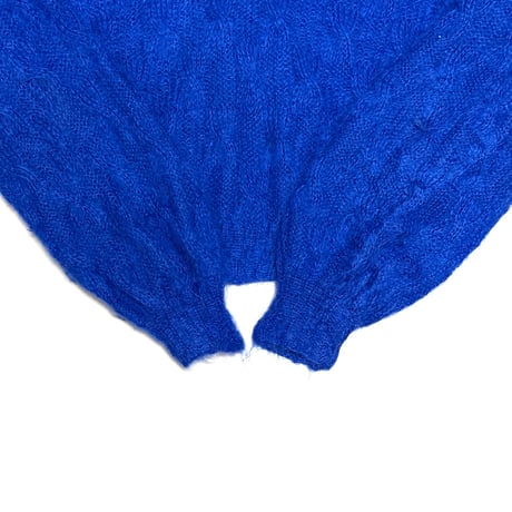 【USED】80's Electric Blue Feather Mohair V-Neck Knit