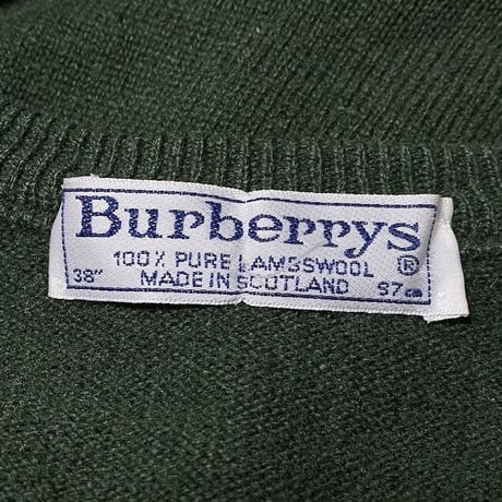 【USED】90'S BURBERRYS V-NECK KNIT SWEATER GREEN