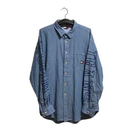 【USED】90'S TOMMY JEANS EMBROIDERED CHAMBRAY SHIRT