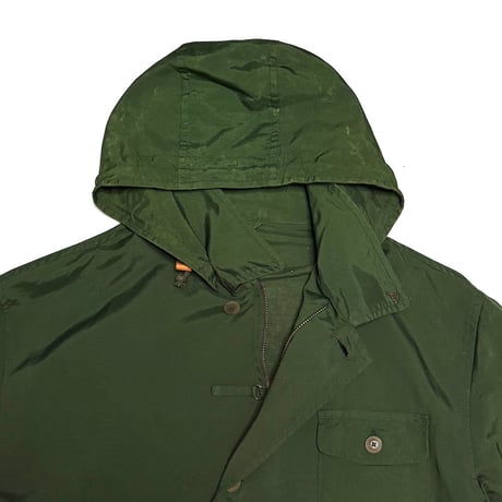【USED】90's Henry Cotton's Dark Green Nylon Hooded Field Jacket