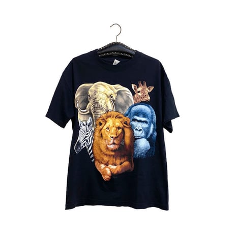 【USED】90'S AFRICAN ANIMALS T-SHIRT
