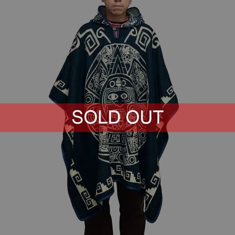 【USED】00'S DAKY NATIVE TREASURE KNIT PONCHO