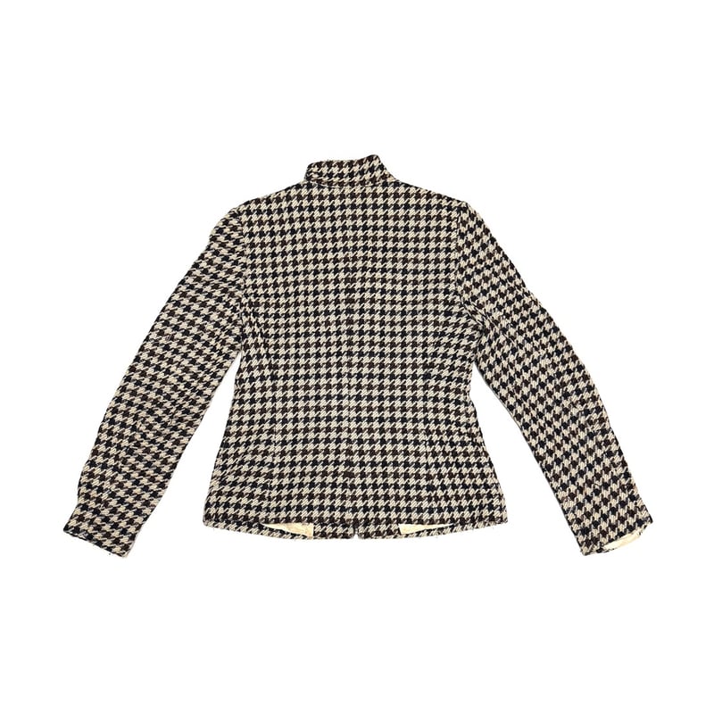 USED】90's Houndstooth Stand-Collar Wool Jacket