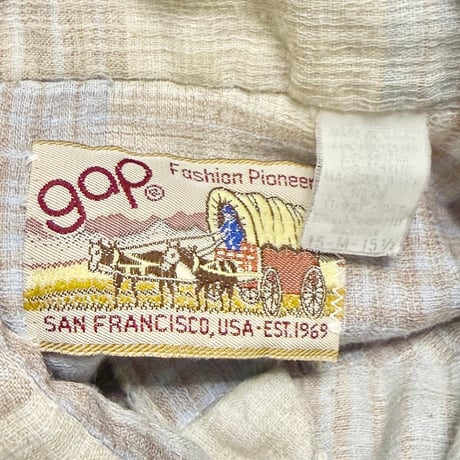【USED】70's OLD GAP “Fashion Pioneers” Western Plaid Shirt Made in USA