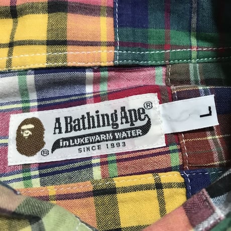 【USED】00'S  A BATHING APE PATCH WORK SHIRT