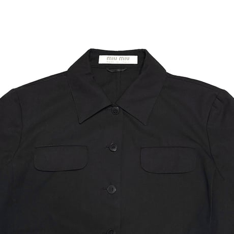 【USED】90's-00's miu miu Sculpted Waist Trucker Jacket Black