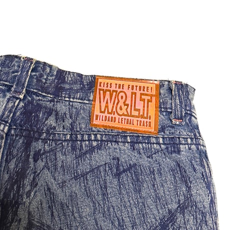 【USED】90's W.&L.T. "KISS THE FUTURE" Graffiti Print Denim Pants