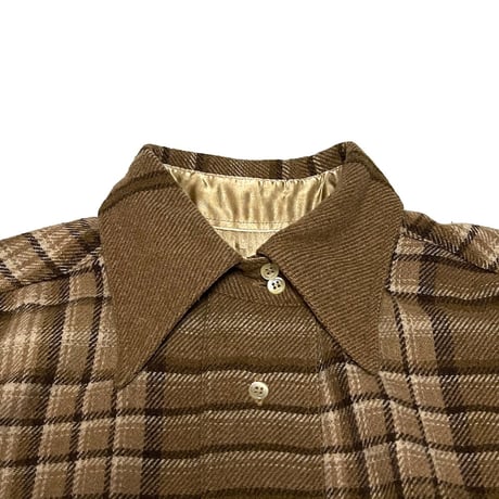 【USED】80's-90's ARMANI JEANS OVERSIZED CHECK WOOL SHIRT