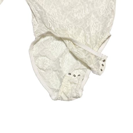 【USED】Vintage White Floral Mesh Sheer Lace Bodysuit