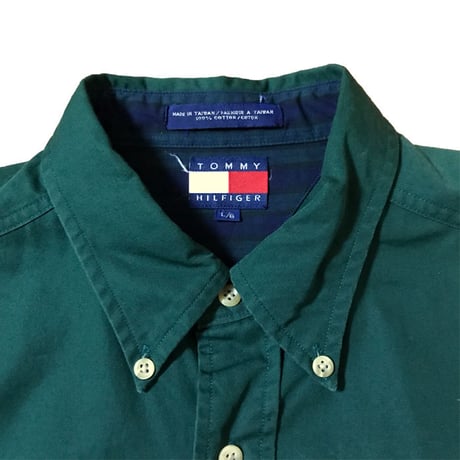【USED】90'S TOMMY HILFIGER BIG FLAG LOGO OVERSIZED B.D SHIRT