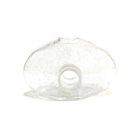【USED】VINTAGE GLASS DOUNUT FLOWER VASE