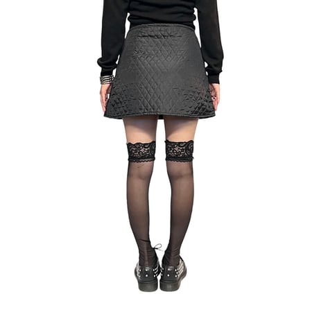 【DEAD STOCK】90's PRINCESSE WALLY QUILTED MINI SKIRT BLACK