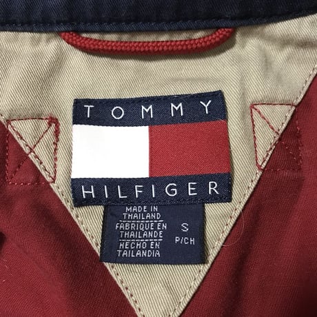 【USED】90'S TOMMY HILFIGER FLAG LOGO COTTON JACKET RED