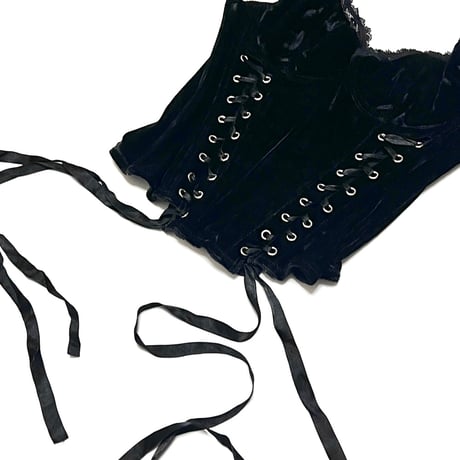 【USED】00's ENSORED VELVET CORSET BUSTIER