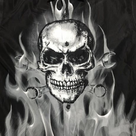 【USED】90'S DRAGONFLY SKULL × FIRE SHIRT