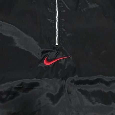 【USED】90'S NIKE CENTER LOGO HALF-ZIP NYLON JACKET BLACK