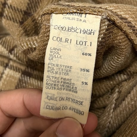 【USED】80's-90's ARMANI JEANS OVERSIZED CHECK WOOL SHIRT