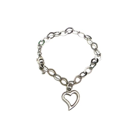 【USED】Vintage Italy 925 Silver Heart & Key Chain Bracelet