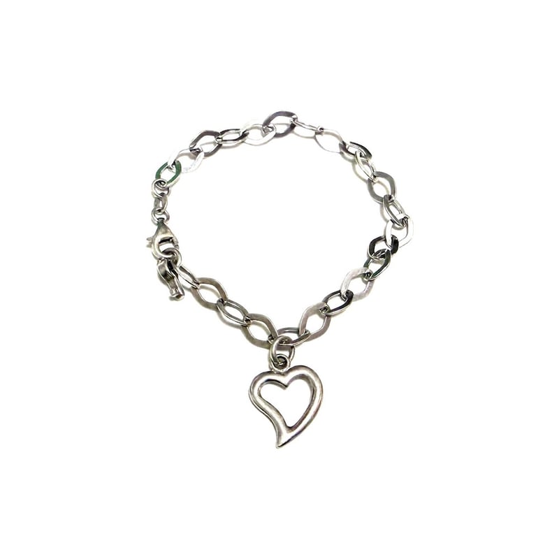 FRONT11201 vintage italy チェーンブレスレット USED】Vintage Italy 925 Silver Heart & Key Chai