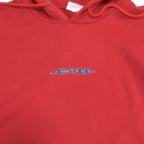 【USED】90'S CRU LOGO SWEAT PARKA RED