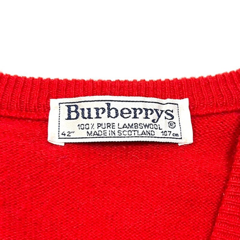 USED】90'S BURBERRYS V-NECK LAMBSWOOL SWEATER |