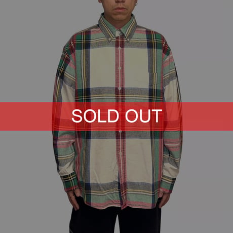 【USED】90's OLD GAP Madras Plaid Button-Down Shirt