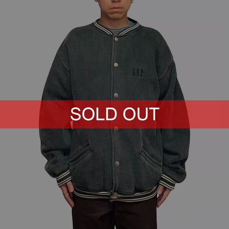 【USED】90's OLD GAP USA Made Sweat Varsity Jacket Faded Gray