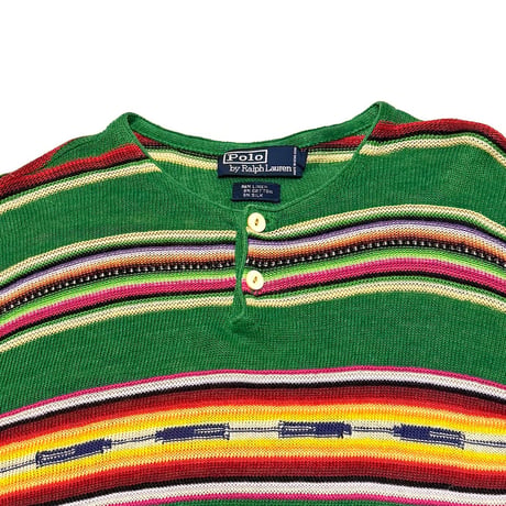 【USED】90's Polo by Ralph Lauren LINEN BREND KNIT L/S TOP