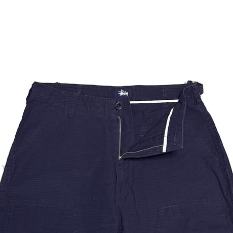 【USED】90's-00's STUSSY Ripstop Double Knee Work Pants Navy
