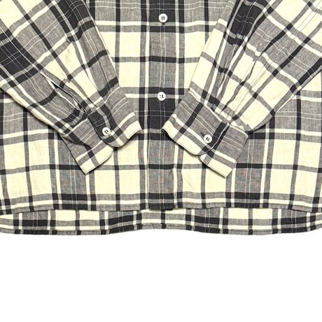 【USED】90's agnès b. homme Black & Ivory Plaid Linen Shirt
