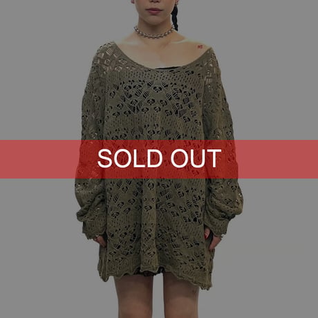 【USED】00's YU by ULLA POPKEN CROCHET KNIT L/S TOP
