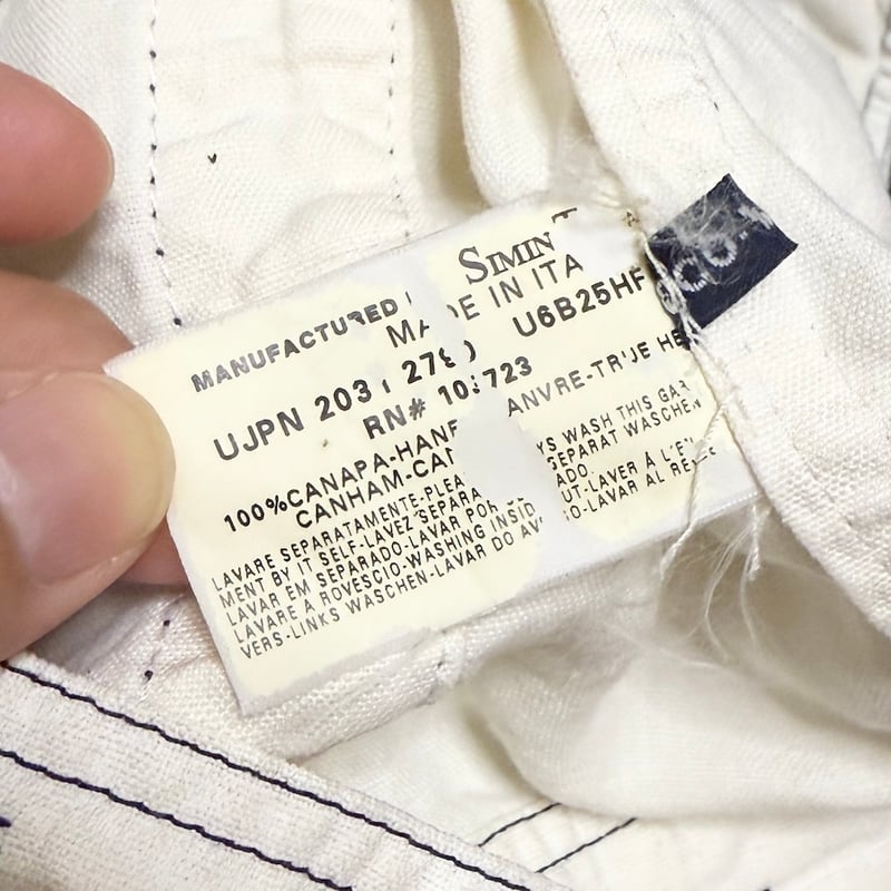 USED】00's ARMANI JEANS Collarless Hemp Trucker
